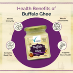 V-RICH Buffalo Ghee  | Pure Desi Ghee from Buffalo Milk | Traditional Method | No Preservatives or Additives | Pure & Organic Ghee for Boosts Immunity, Rich in Antioxidants, Supports Bone Health | Glass Jar